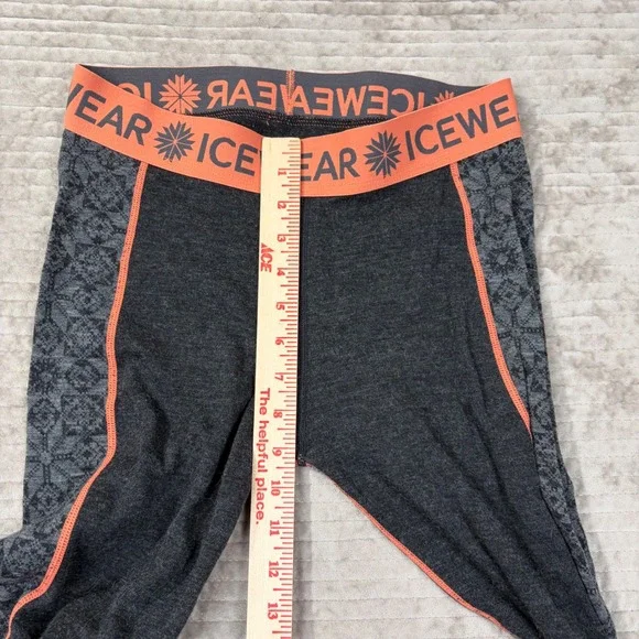 Icewear Women Base Layer Set Grey Orange Nordic Snowflake Quarter Zip Leggings S - Picture 10 of 16